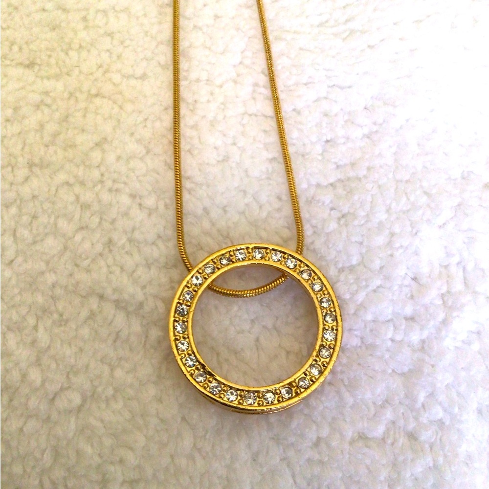 BMNY golden crystal circle necklace